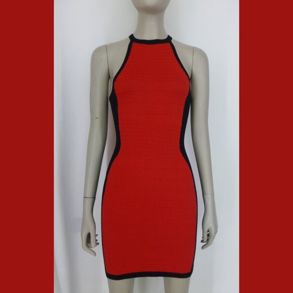 G by Guess Red and Black Bodycon Halter Dress (Size XS) - Picture 2 of 11